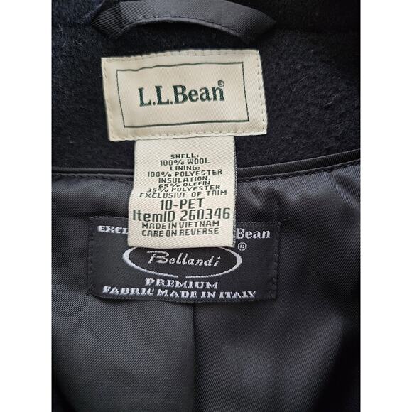 L.L Bean Black Wool Pea Coat Women's Size 10 Petite Thinsulate - Picture 7 of 10
